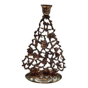 Godinger Christmas Tree Candle Centerpiece Silver Plated Angel Toys Stars Vintag